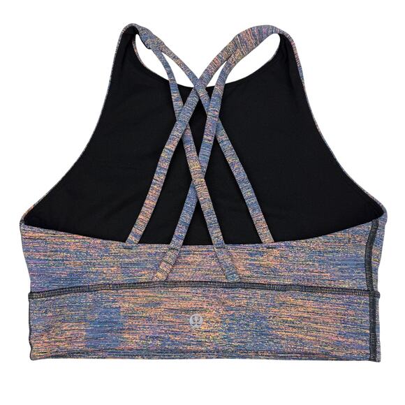 LULULEMON Energy Bra High Neck Long Line B–D Cup Size 8 Spectral Fusion Jacquard - Picture 5 of 8